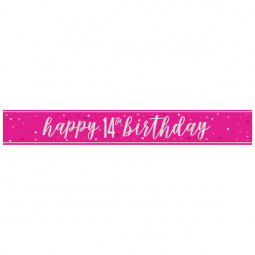 Pink Happy 14th Birthday Foil Banner