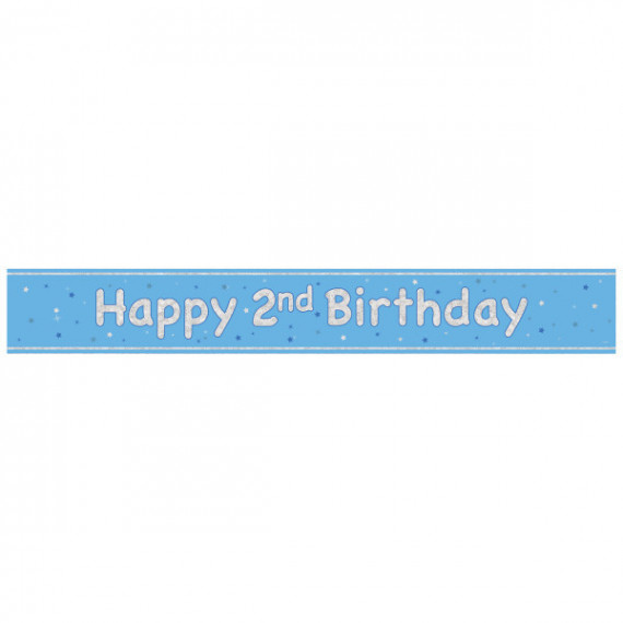 Blue Happy 2nd Birthday Foil Banner