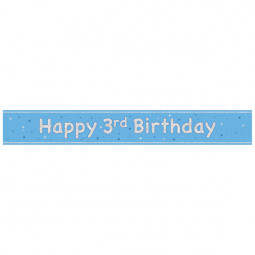 Blue Happy 3rd Birthday Foil Banner