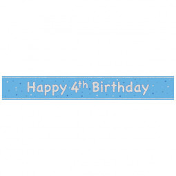 Blue Happy 4th Birthday Foil Banner