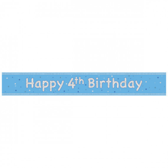 Blue Happy 4th Birthday Foil Banner