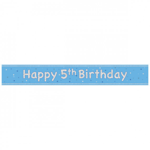 Blue Happy 5th Birthday Foil Banner