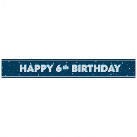 Blue Happy 6th Birthday Foil Banner
