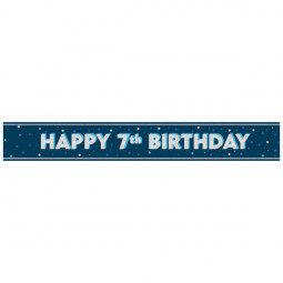 Blue Happy 7th Birthday Foil Banner