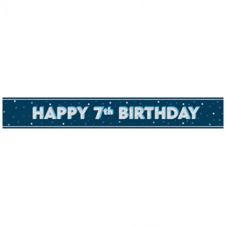 Blue Happy 7th Birthday Foil Banner