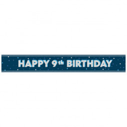 Blue Happy 9th Birthday Foil Banner