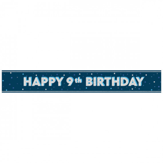 Blue Happy 9th Birthday Foil Banner