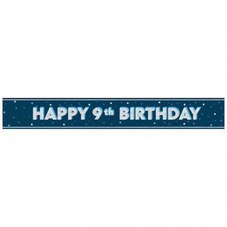 Blue Happy 9th Birthday Foil Banner