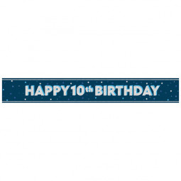 Blue Happy 10th Birthday Foil Banner