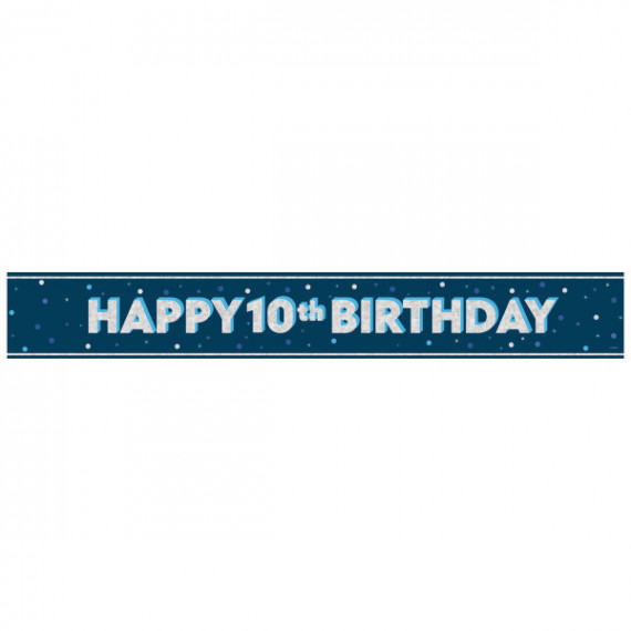 Blue Happy 10th Birthday Foil Banner