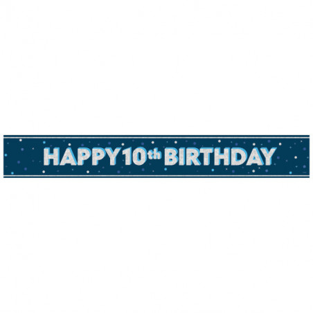 Blue Happy 10th Birthday Foil Banner