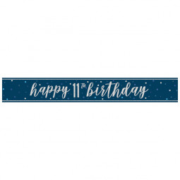 Blue Happy 11th Birthday Foil Banner