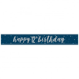 Blue Happy 12th Birthday Foil Banner