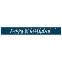 Blue Happy 14th Birthday Foil Banner