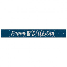 Blue Happy 15th Birthday Foil Banner