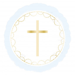 Blue Cross Round Foil Balloon - Inflated