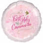 Pink 1st Communion Round Foil Balloon - Inflated Pink 1st Communion Round Foil Balloon - Inflated