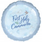 Blue 1st Communion Round Foil Balloon - Inflated Blue 1st Communion Round Foil Balloon - Inflated