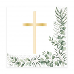 Gold Botanical Cross Paper Napkins - 20 Pack