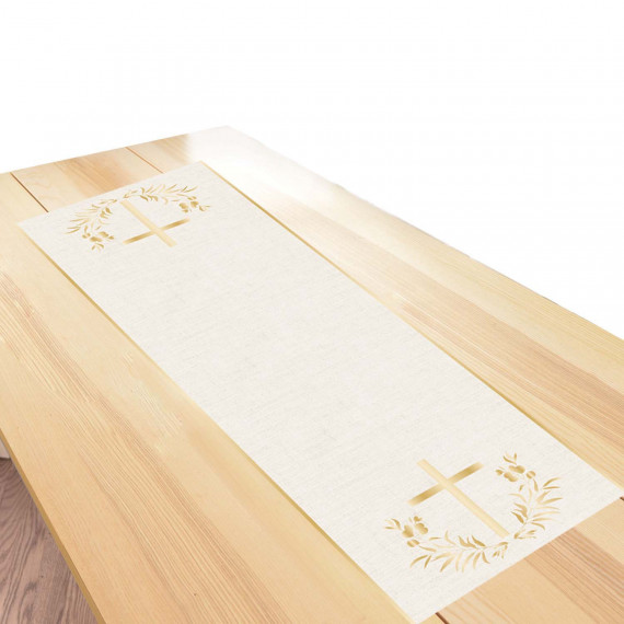 Gold Botanical Cross Table Runner