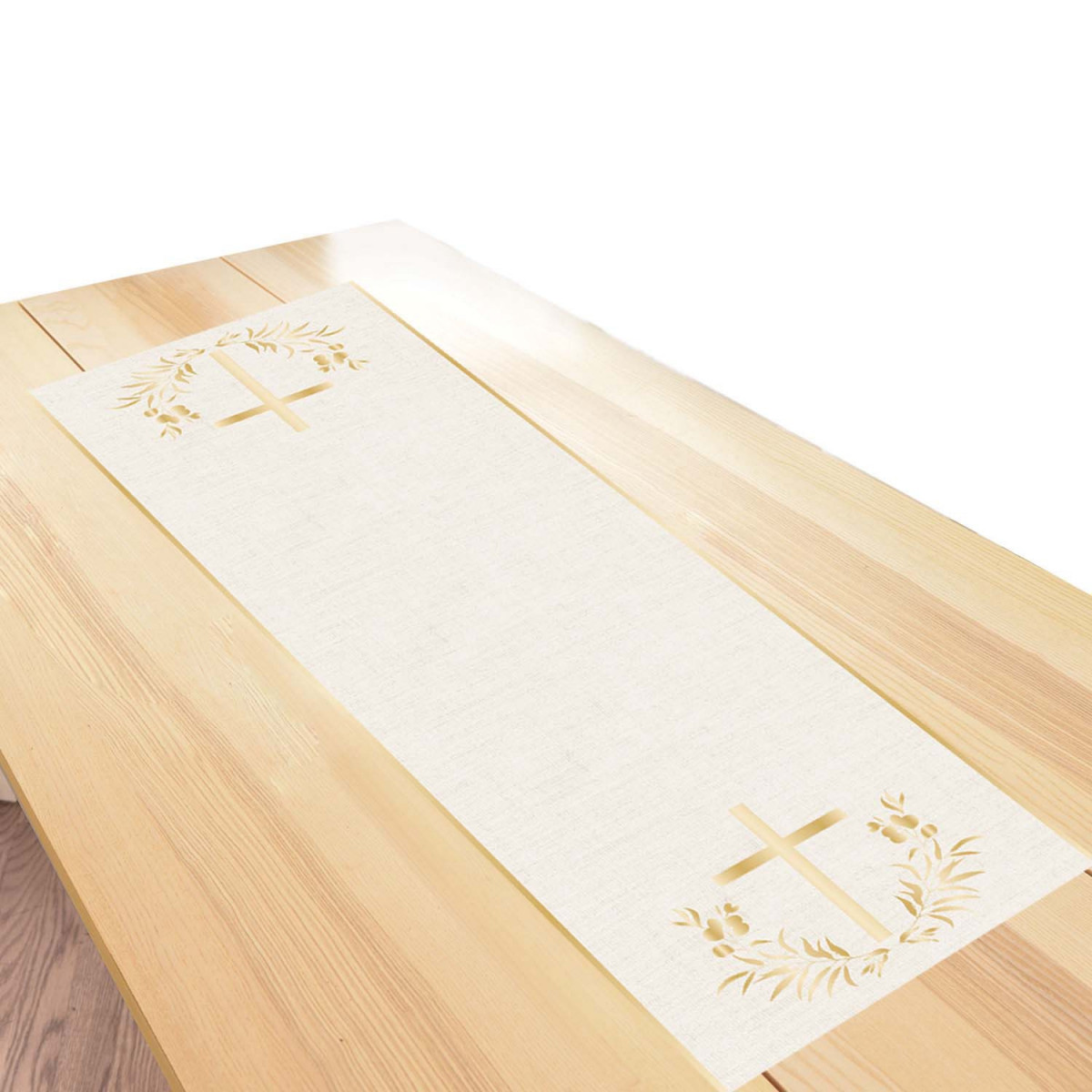 Gold Botanical Cross Table Runner
