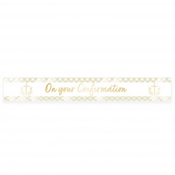 White and Gold Confirmation Foil Banner
