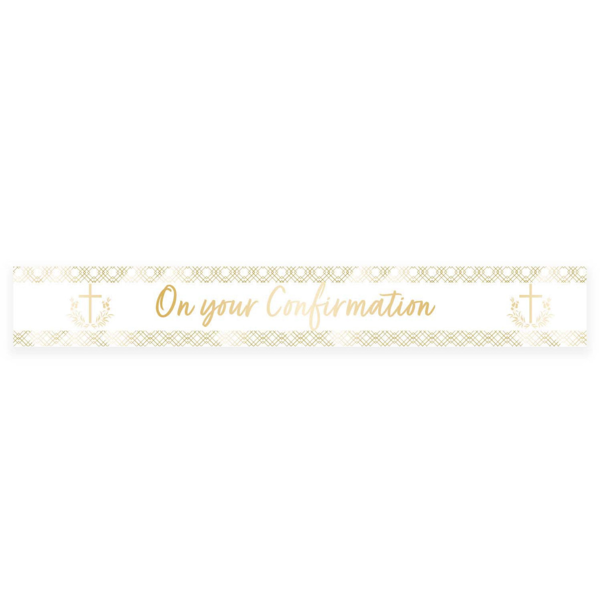 White and Gold Confirmation Foil Banner White and Gold Confirmation Foil Banner