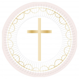 Pink Cross Paper Plates - 8 Pack