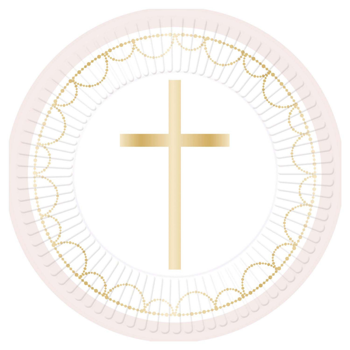 Pink Cross Paper Plates - 8 Pack