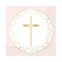 Pink Cross Paper Napkins - 20 Pack