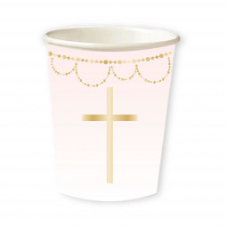 Pink Cross Paper Cups - 8 Pack