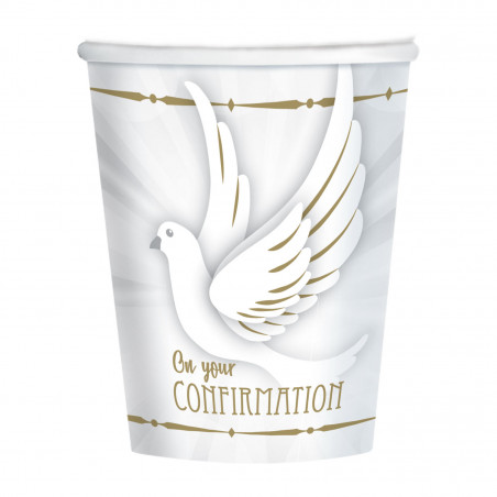 Confirmation Dove Paper Cups - 8 Pack