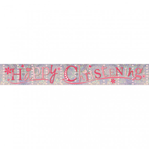 Pink Christening Foil Banner Pink Christening Foil Banner