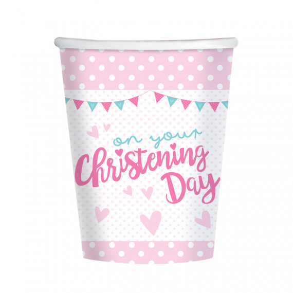 Pink Christening Paper Cups - 8 Pack Pink Christening Paper Cups - 8 Pack