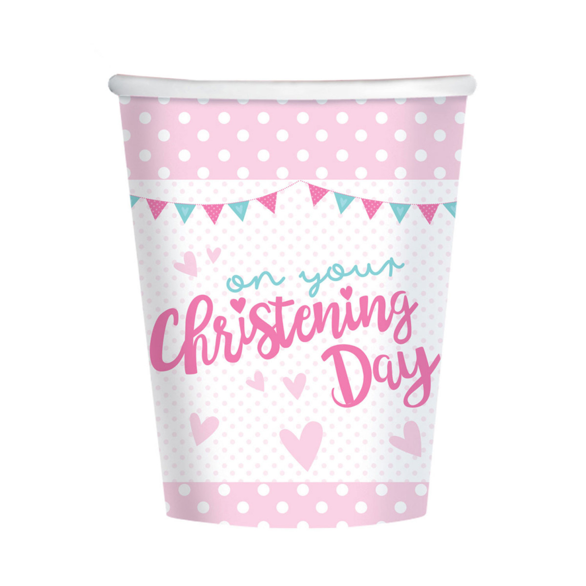 Pink Christening Paper Cups - 8 Pack Pink Christening Paper Cups - 8 Pack