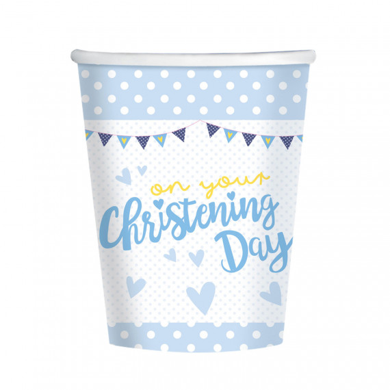 Blue Christening Paper Cups - 8 Pack Blue Christening Paper Cups - 8 Pack