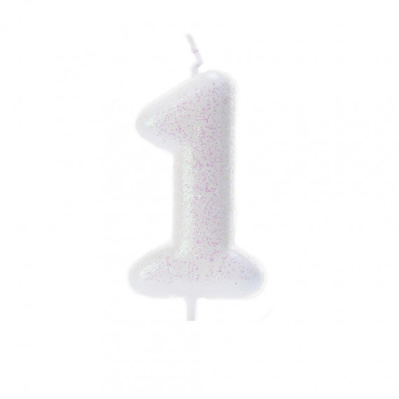 Iridescent Glitter Finish Number Candles 0 - 9