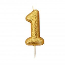 Gold Glitter Finish Number Candles 0 - 9