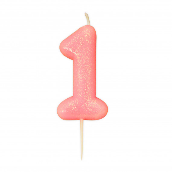 Pink Glitter Finish Number Candles 0 - 9