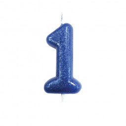 Blue Glitter Finish Number Candles 0 - 9