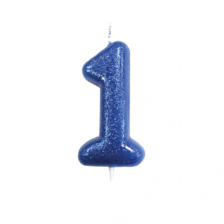 Blue Glitter Finish Number Candles 0 - 9