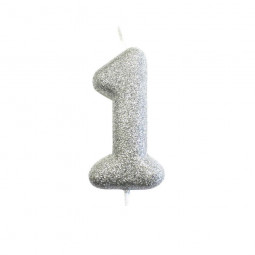 Silver Glitter Finish Number Candles 0 - 9