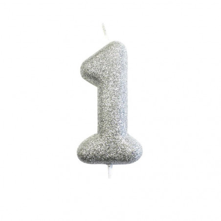 Silver Glitter Finish Number Candles 0 - 9