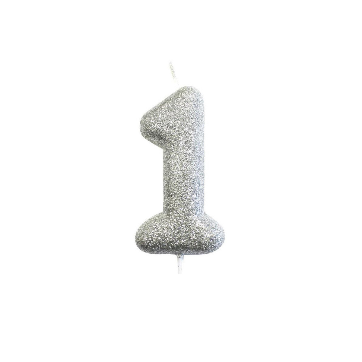 Silver Glitter Finish Number Candles 0 - 9