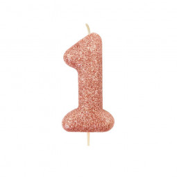 Rose Gold Glitter Finish Number Candles 0 - 9