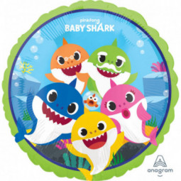 Baby Shark Round Foil Balloon - Inflated