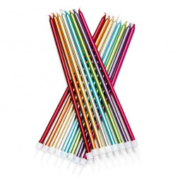 Extra Tall Assorted Coloured Metallic Skinny Candles