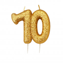 70th Gold Glitter Finish Birthday Candle