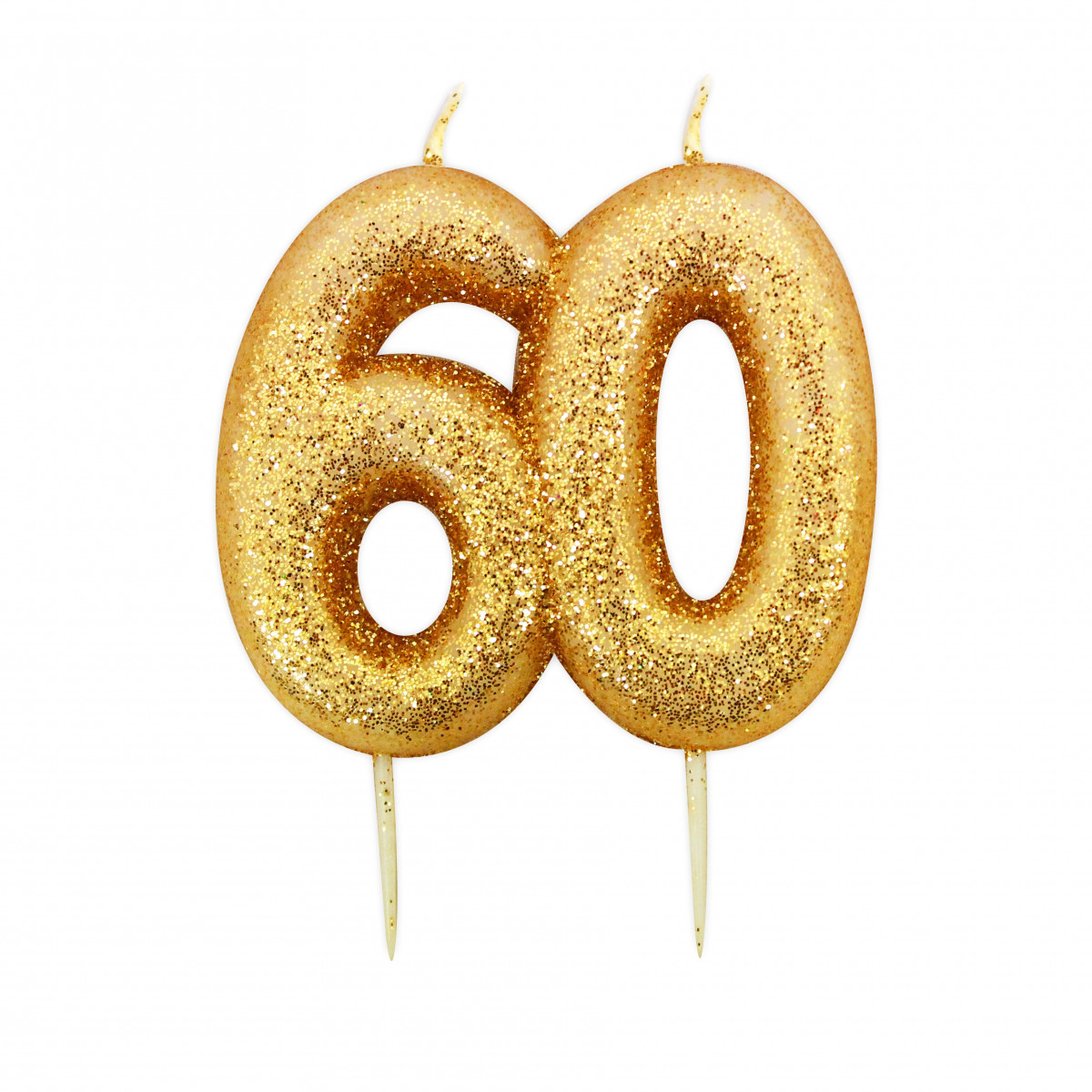 60th Gold Glitter Finish Birthday Candle
