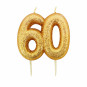 60th Gold Glitter Finish Birthday Candle